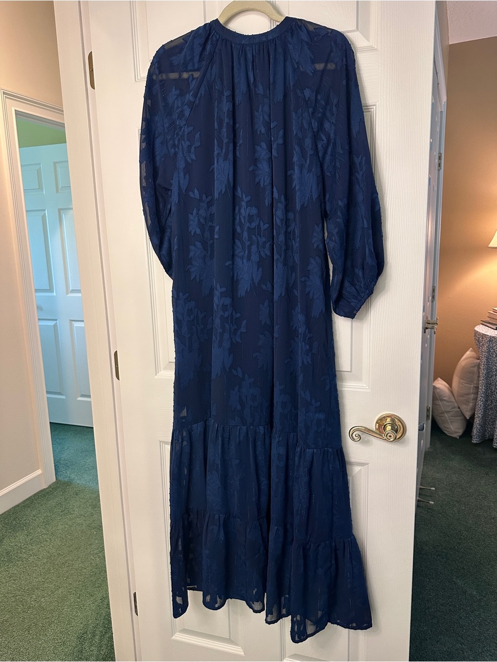 Elise Dress Navy Burnout Chiffon - Picture 6 of 8